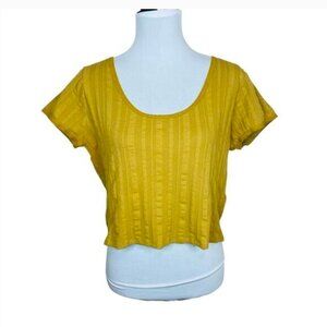 Madewell Pointelle Scoopneck Crop Tee Bronzed Lichen Size XL